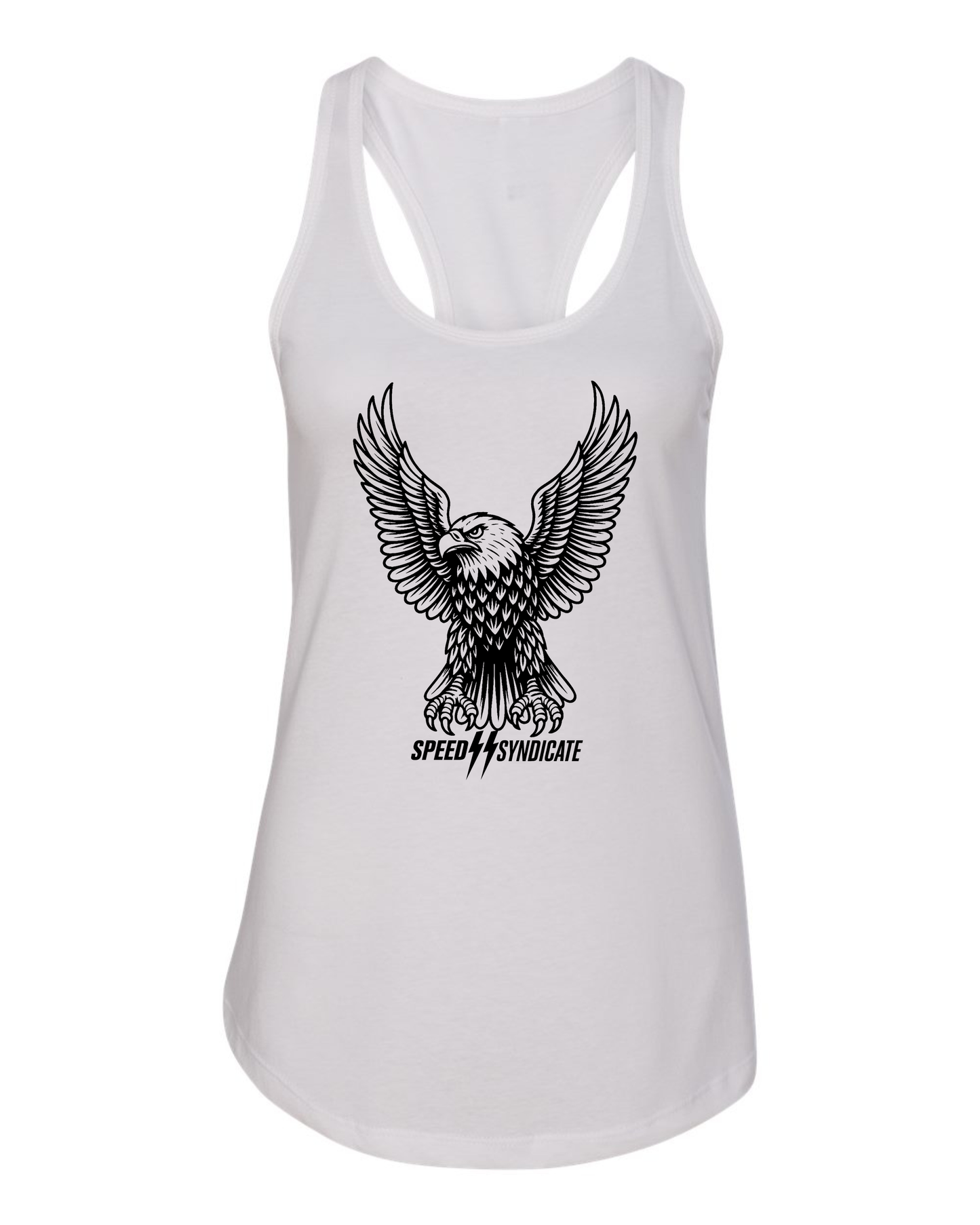 Women's Speed Syndicate Black Iron Eagle Racerback Tank Top