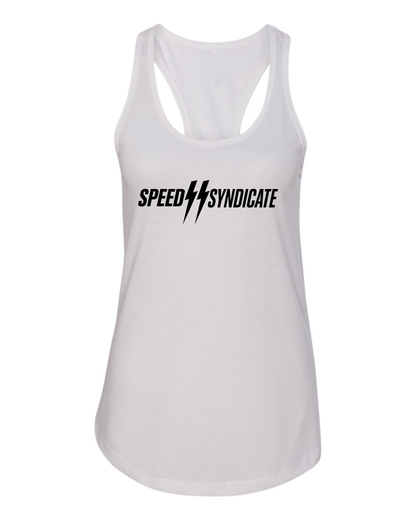 Women's Speed Syndicate Black Standard Issue Logo Racerback Tank Top