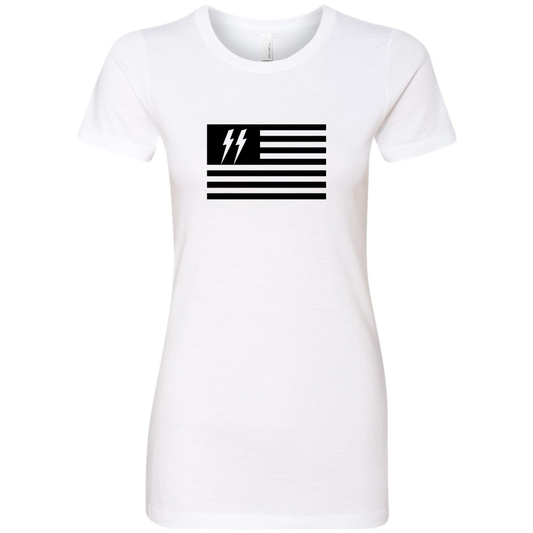 Women's Speed Syndicate Black Flag On White Tee – American Performance Motorcycle Tee Shirt