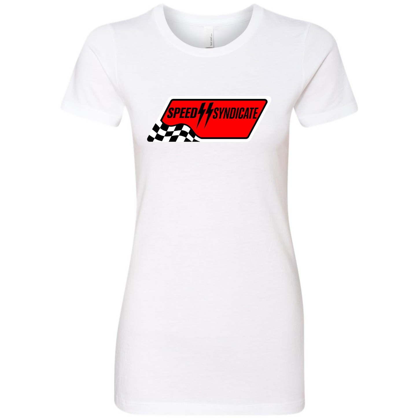 Women's Speed Syndicate Full Synthetic Black On White Tee- American Performance Motorcycle Tee Shirt