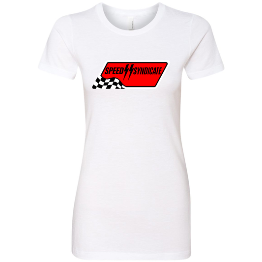 Women's Speed Syndicate Full Synthetic Black On White Tee- American Performance Motorcycle Tee Shirt