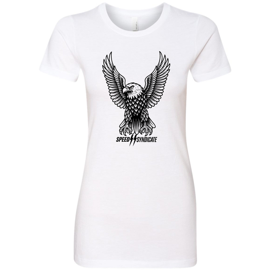 Women's Speed Syndicate Black Iron Eagle On White Tee - American Performance Motorcycle Tee Shirt