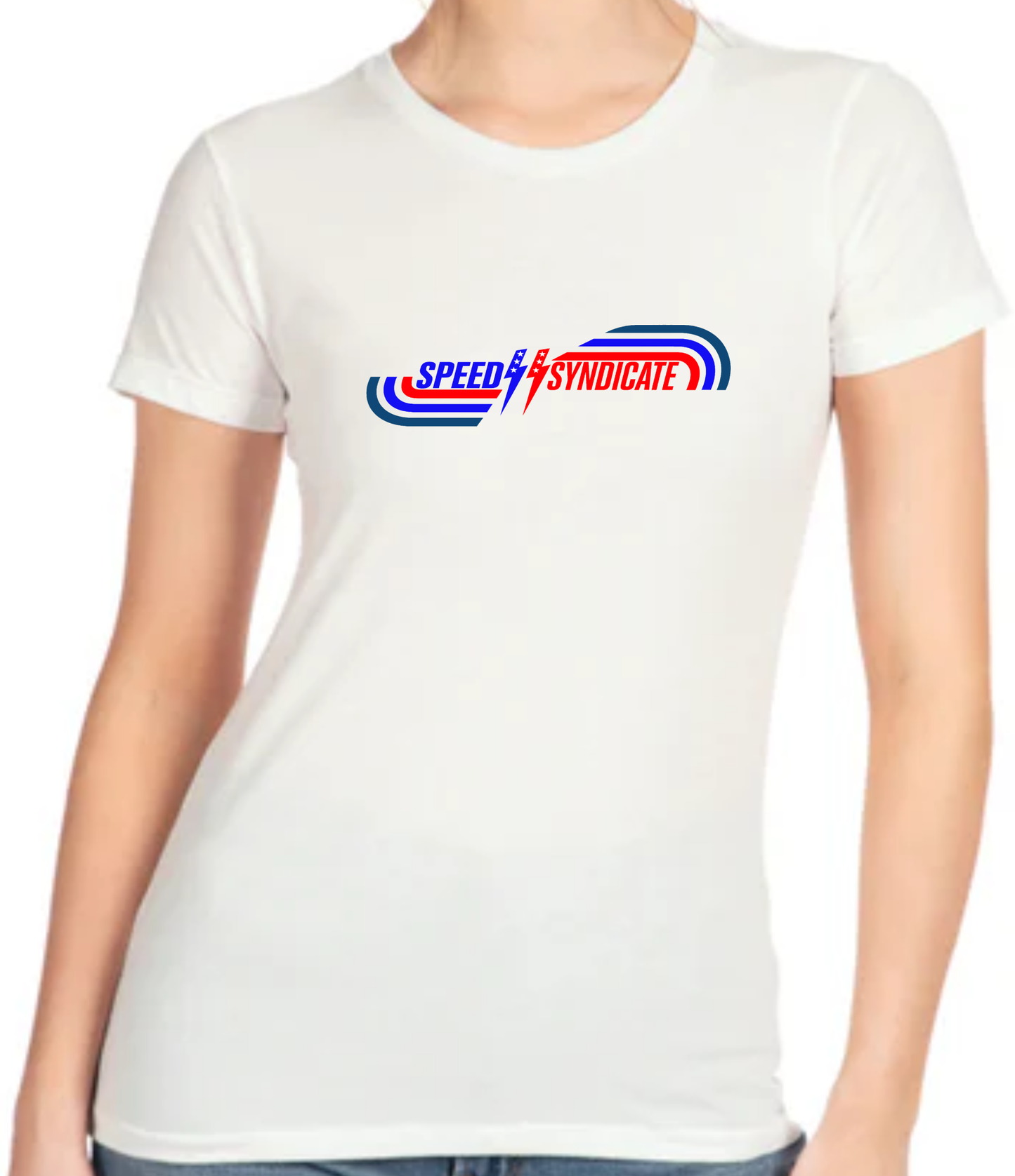 Women's Speed Syndicate Grand National On White Tee -  American Performance Motorcycle Tee Shirt