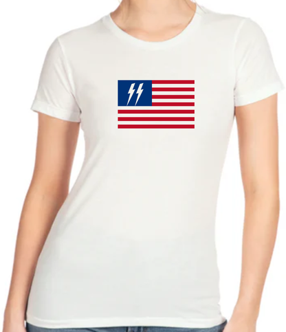 Women's Speed Syndicate Freedom Strike On White Tee – American Performance Motorcycle Tee Shirt