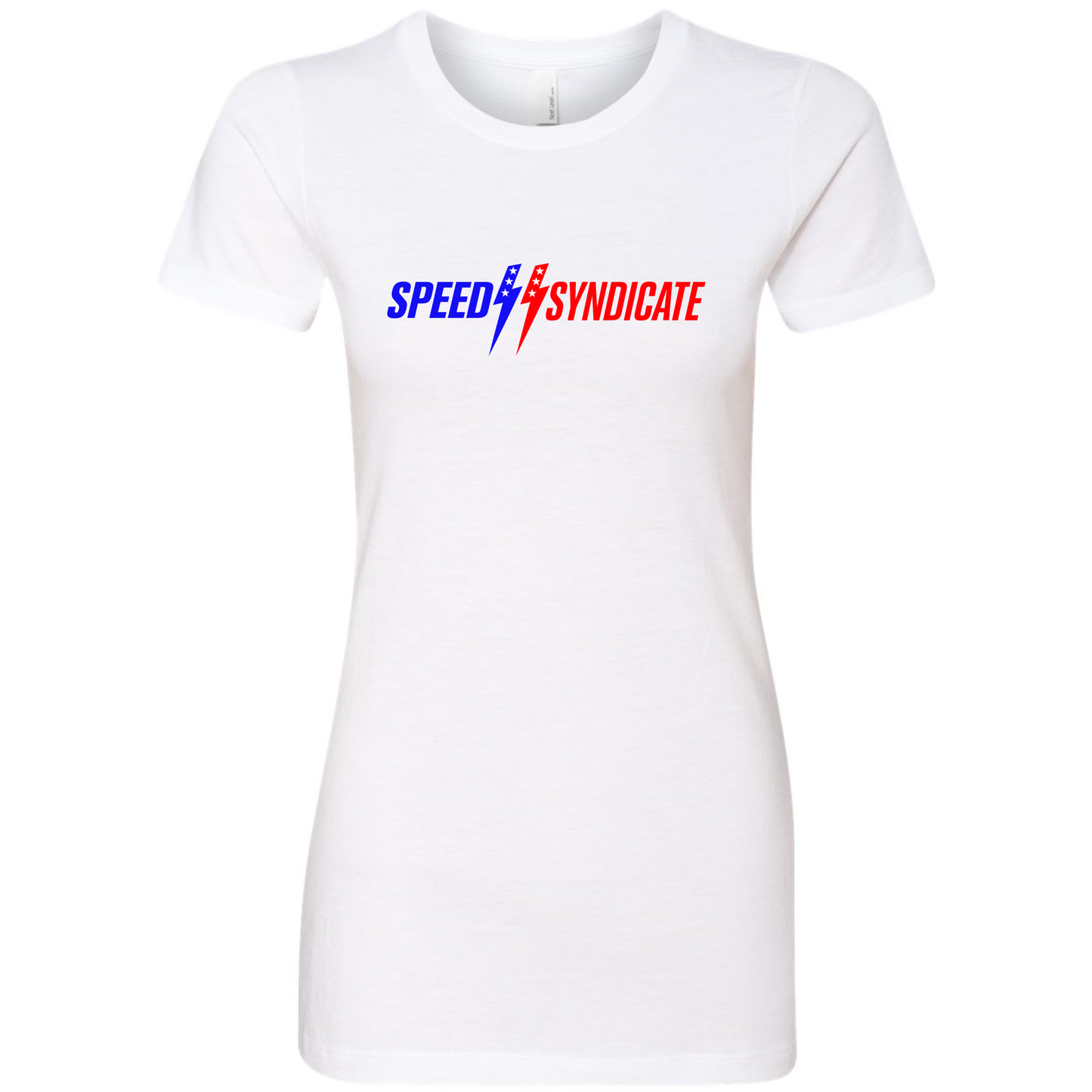 Women's Speed Syndicate Patriot Logo On White Tee - American Performance Motorcycle Tee Shirt